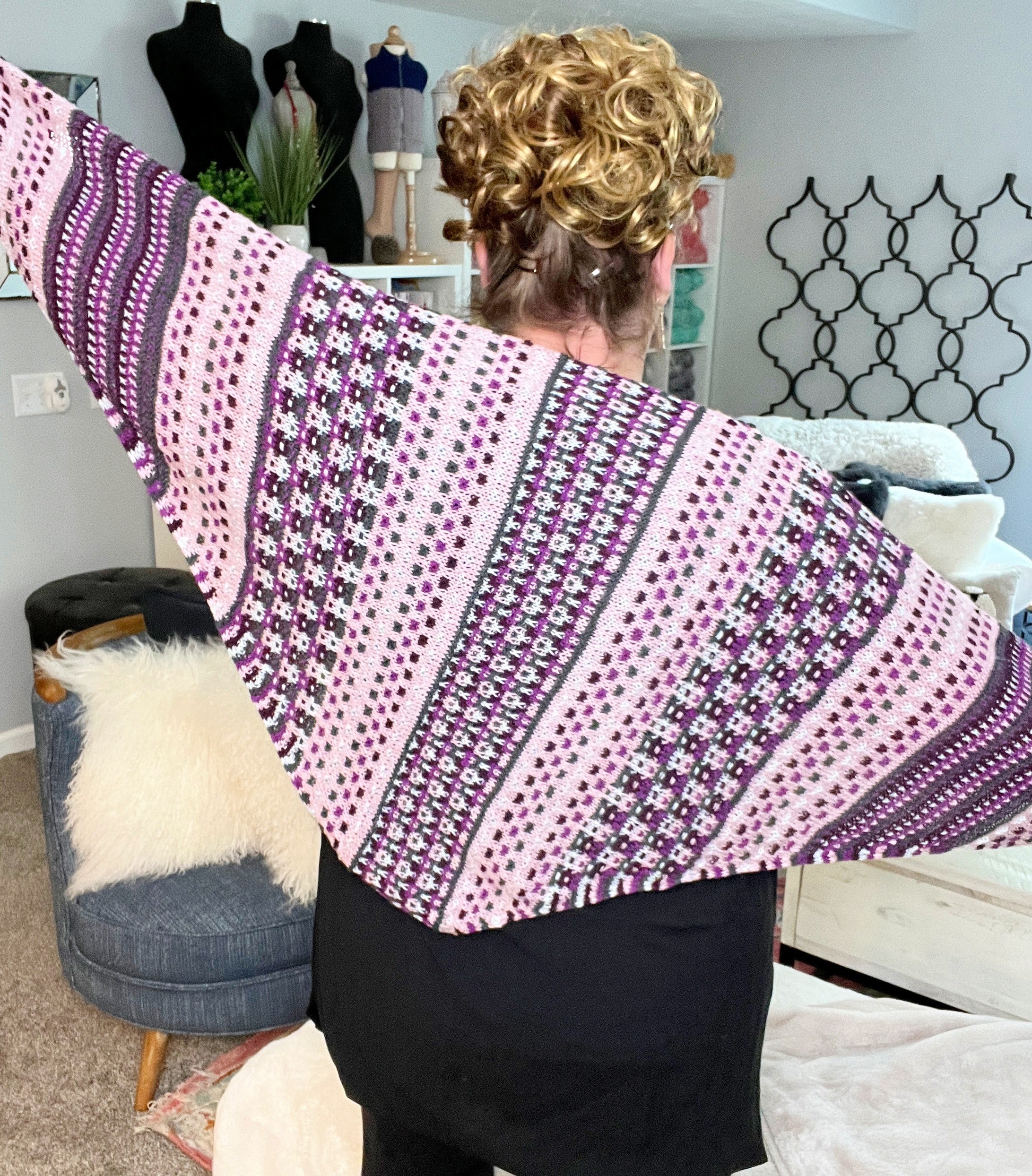 Anne Slip Stitch Mosaic Knit Shawl Pattern - Marly Bird
