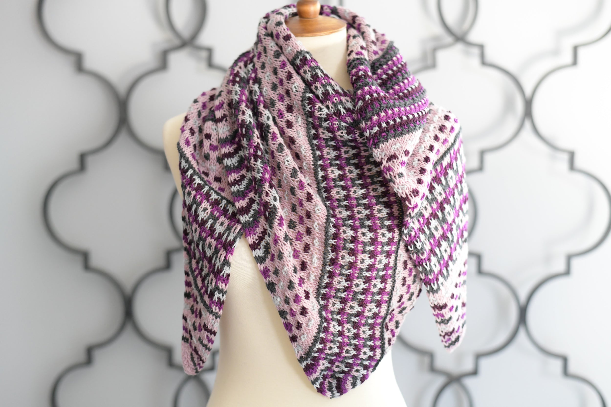 Anne Slip Stitch Mosaic Knit Shawl Pattern - Marly Bird