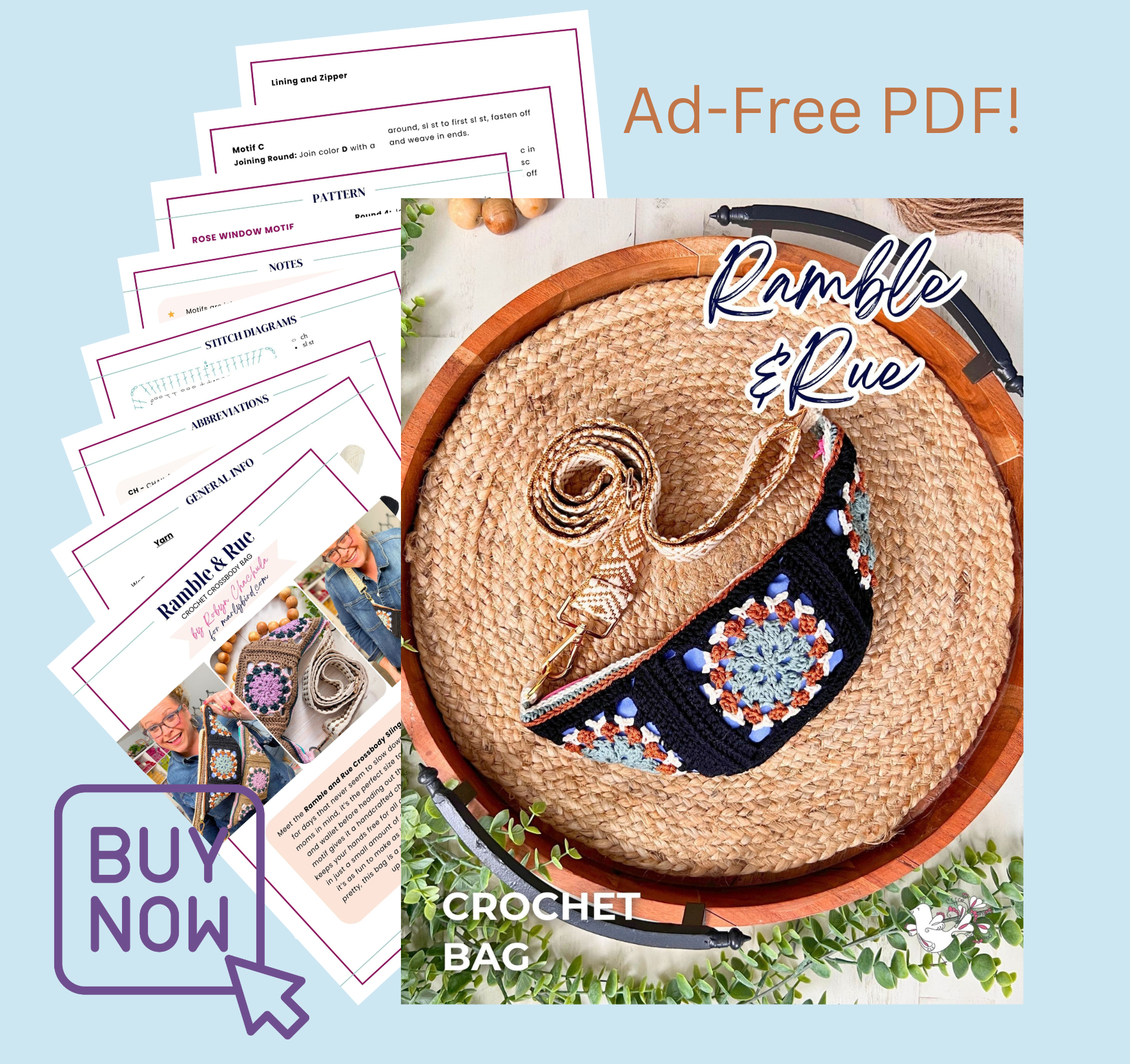 Ramble and Rue Crochet Crossbody Bum Bag Pattern