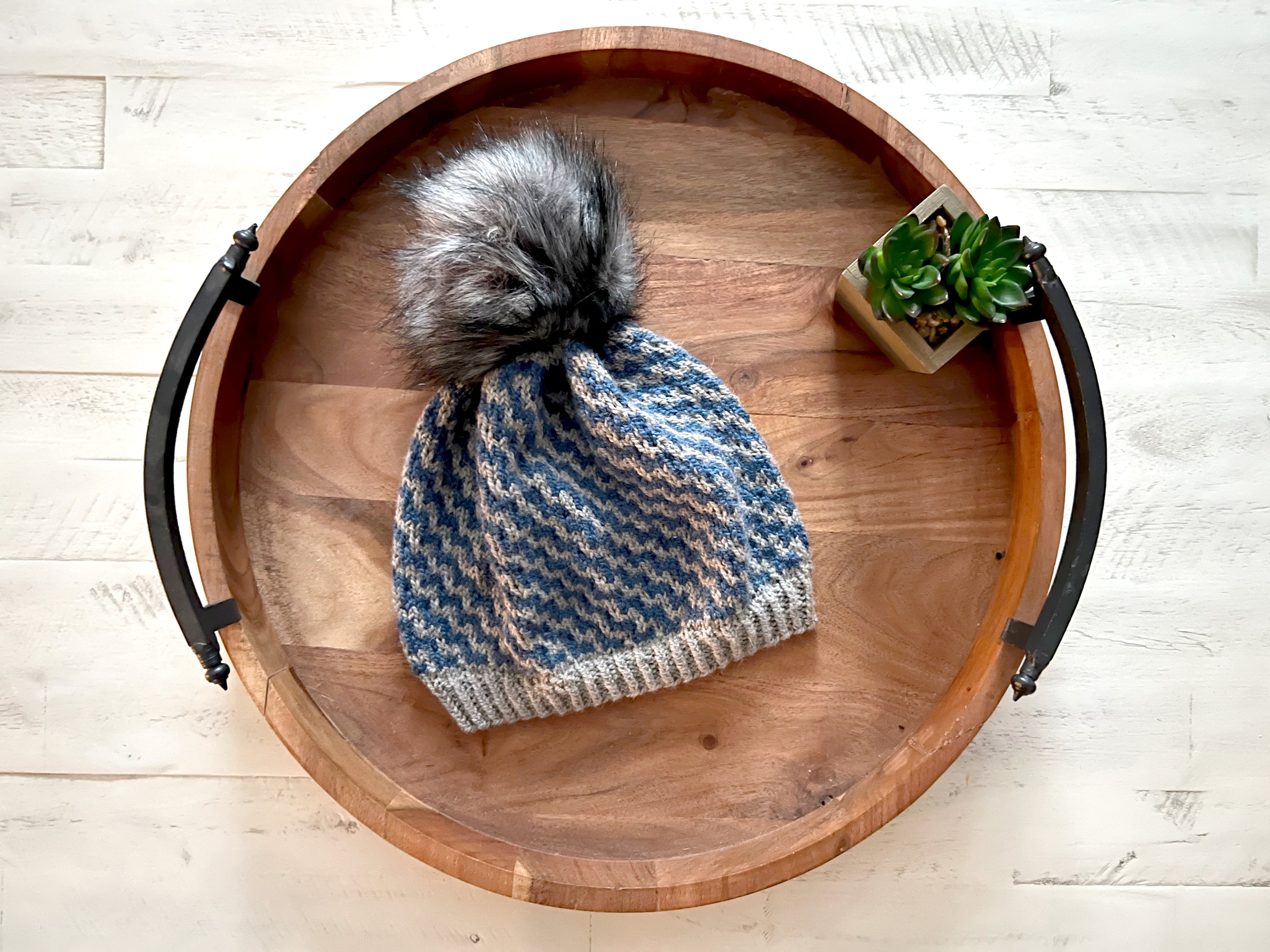 Dynamic Wave Mosaic Knit Hat Pattern