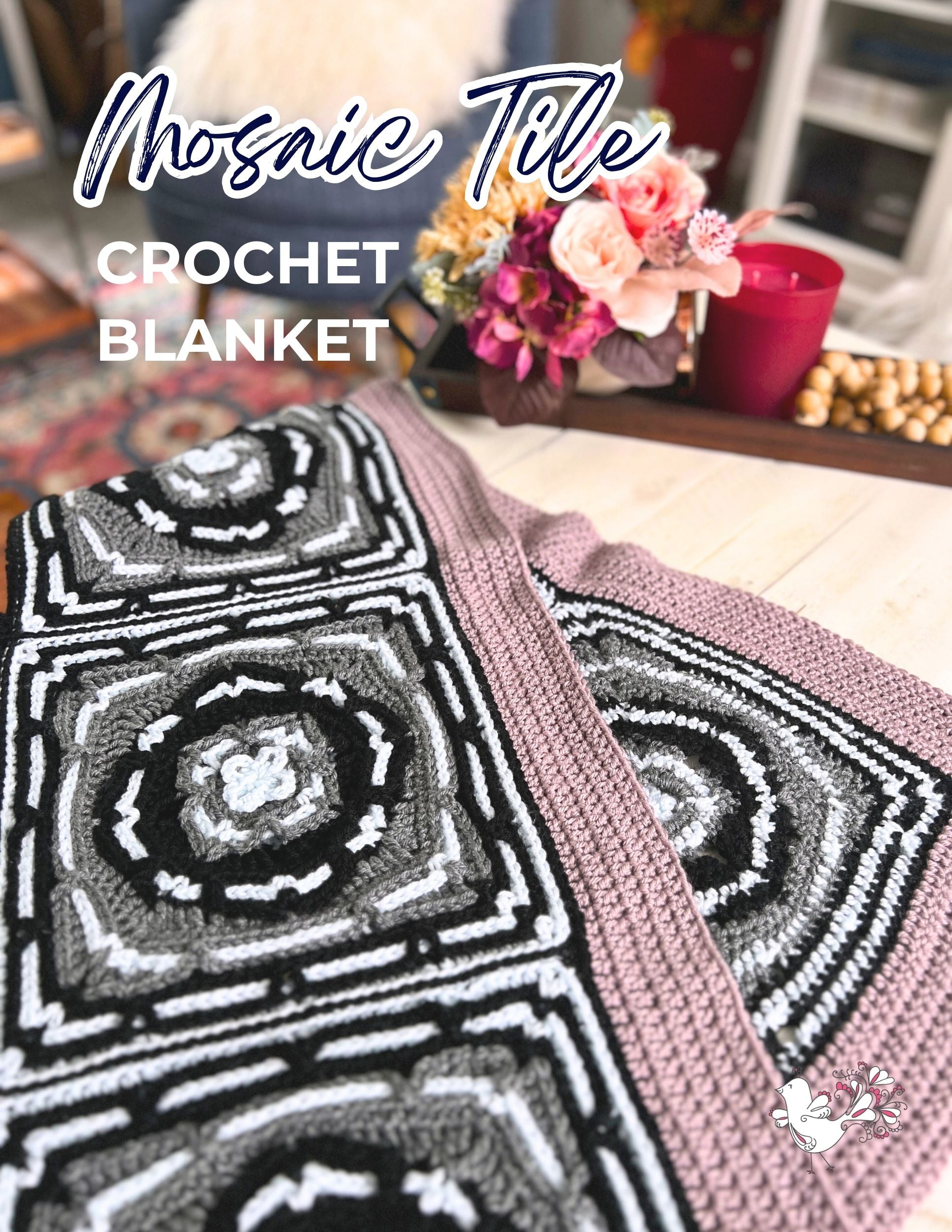 Mosaic Tile Crochet Blanket Pattern | Textured Modular Crochet Afghan