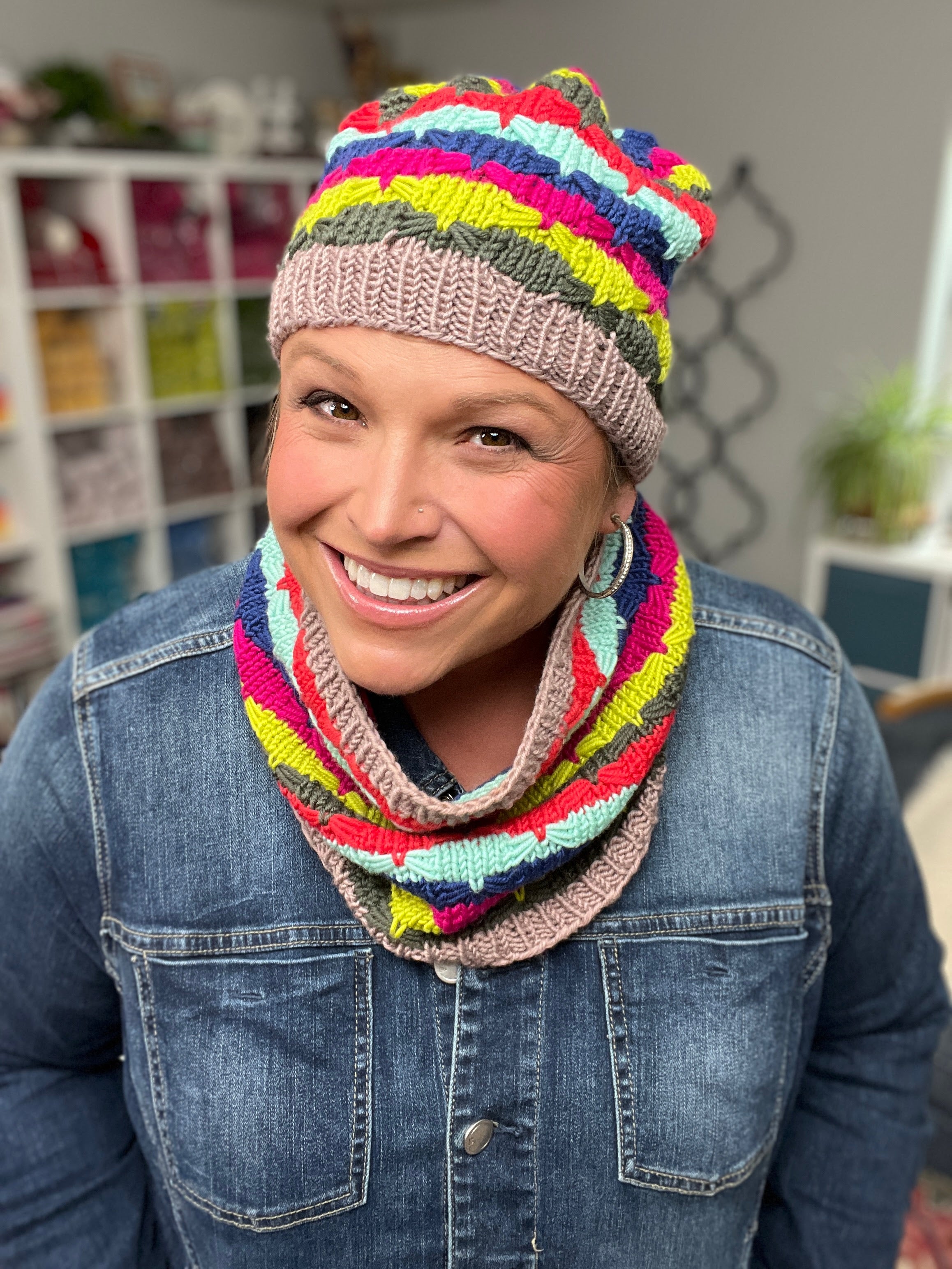 Afternoon Delight Knit Hat and Cowl Pattern Set | Great Yarn Stashbuster