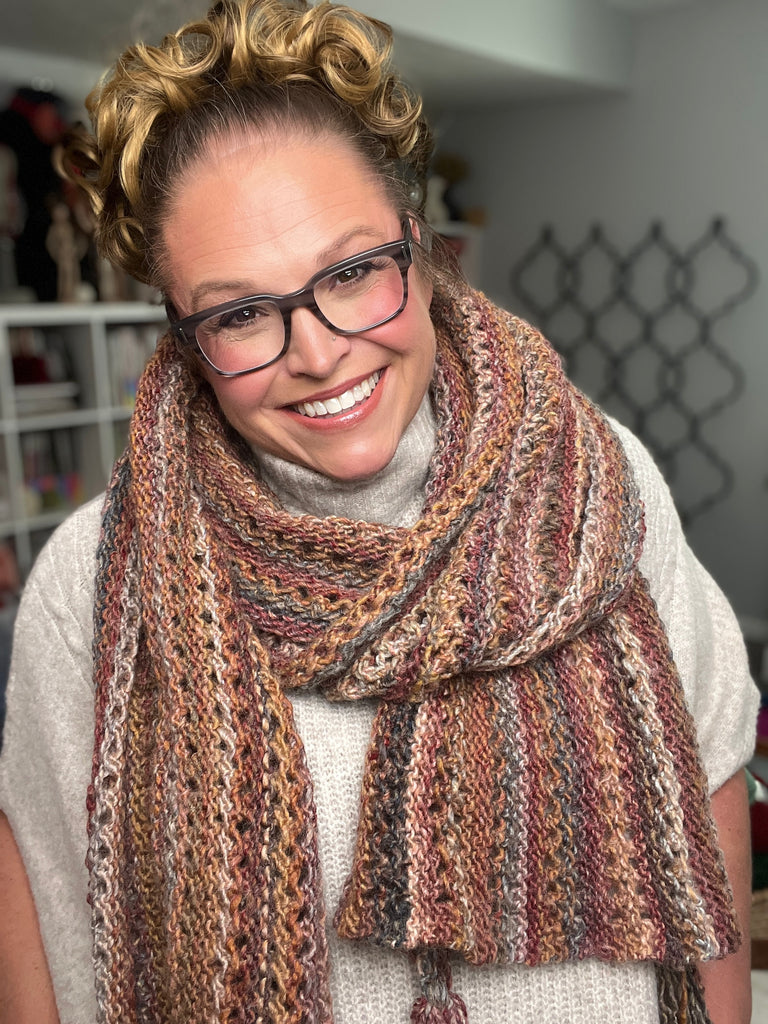 Almond Brittle Knit Wrap Pattern | Bulky Lace Knit Scarf PDF