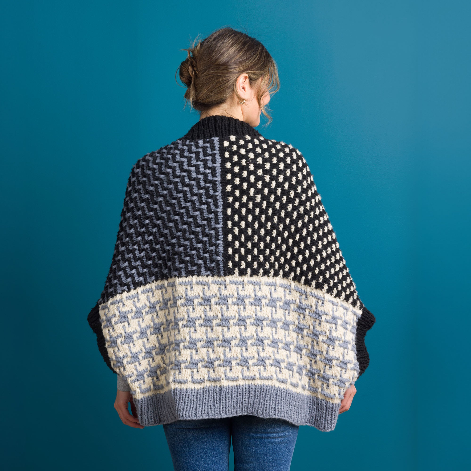 texture mosaic knit cocoon cardigan sample