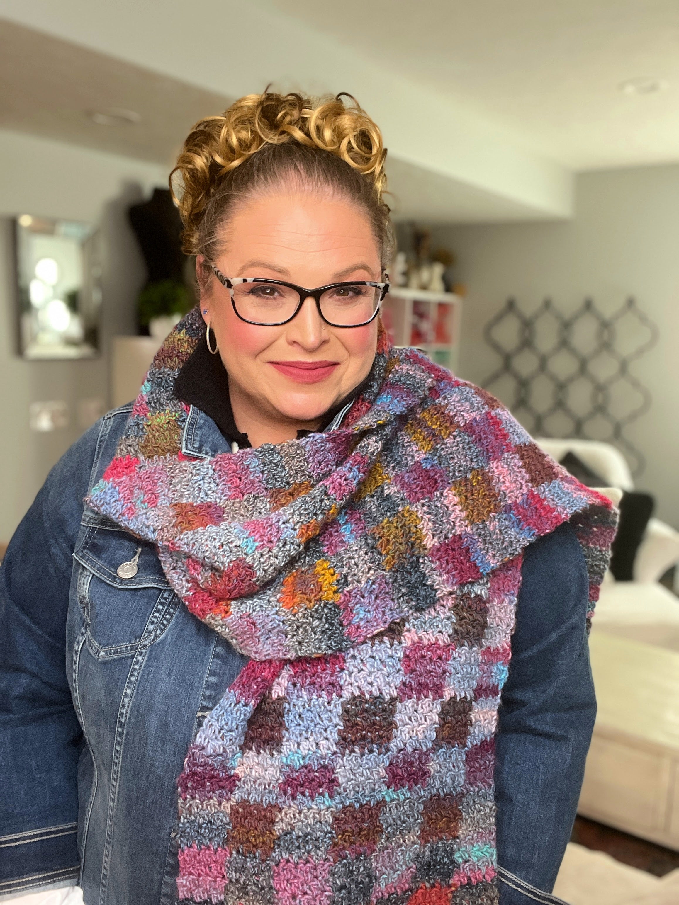 Check It Out Gingham Plaid Crochet Scarf Pattern