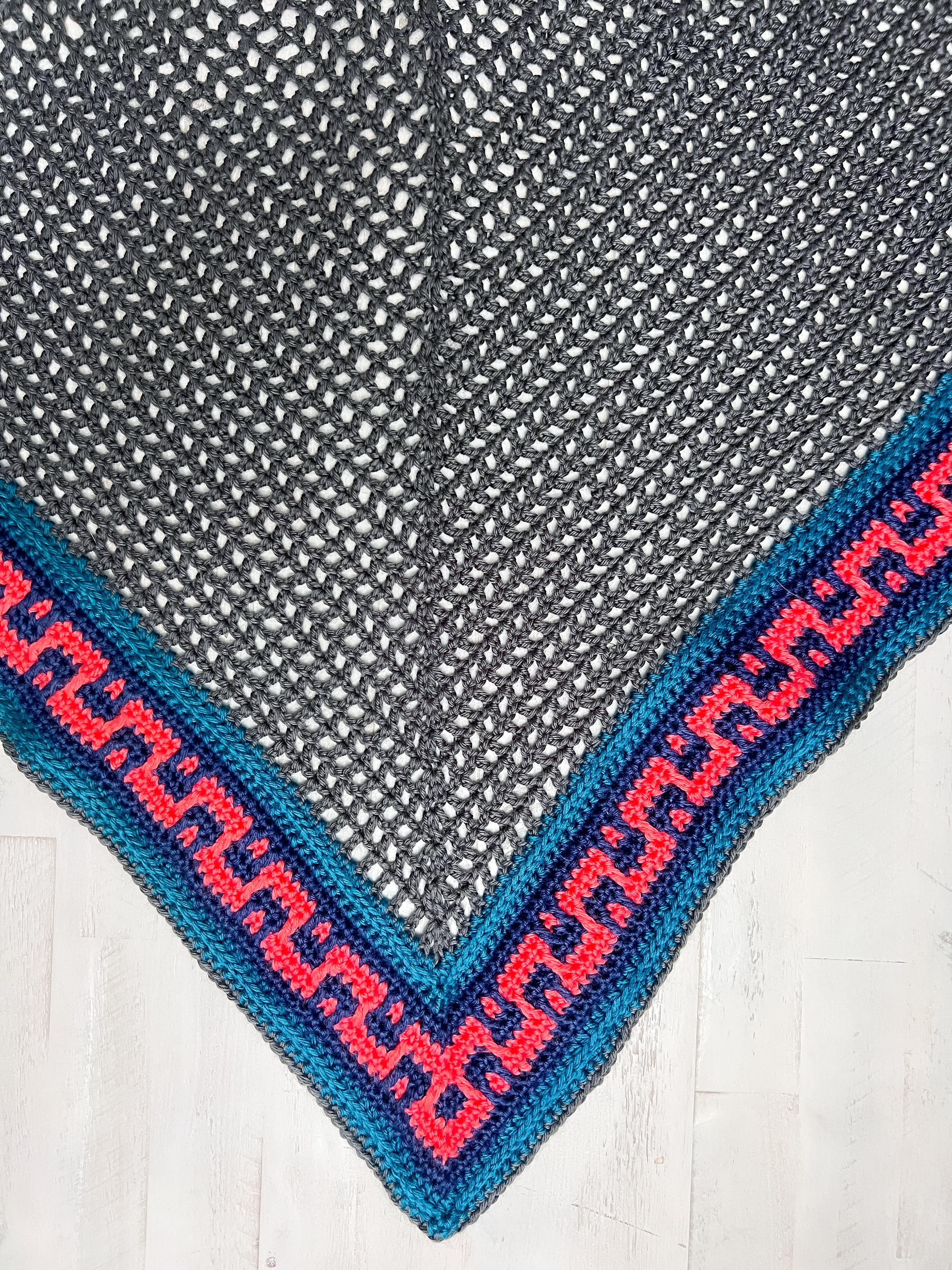 Coral Ridge Crochet Shawl Pattern – Colorwork Triangle Shawl Crochet PDF