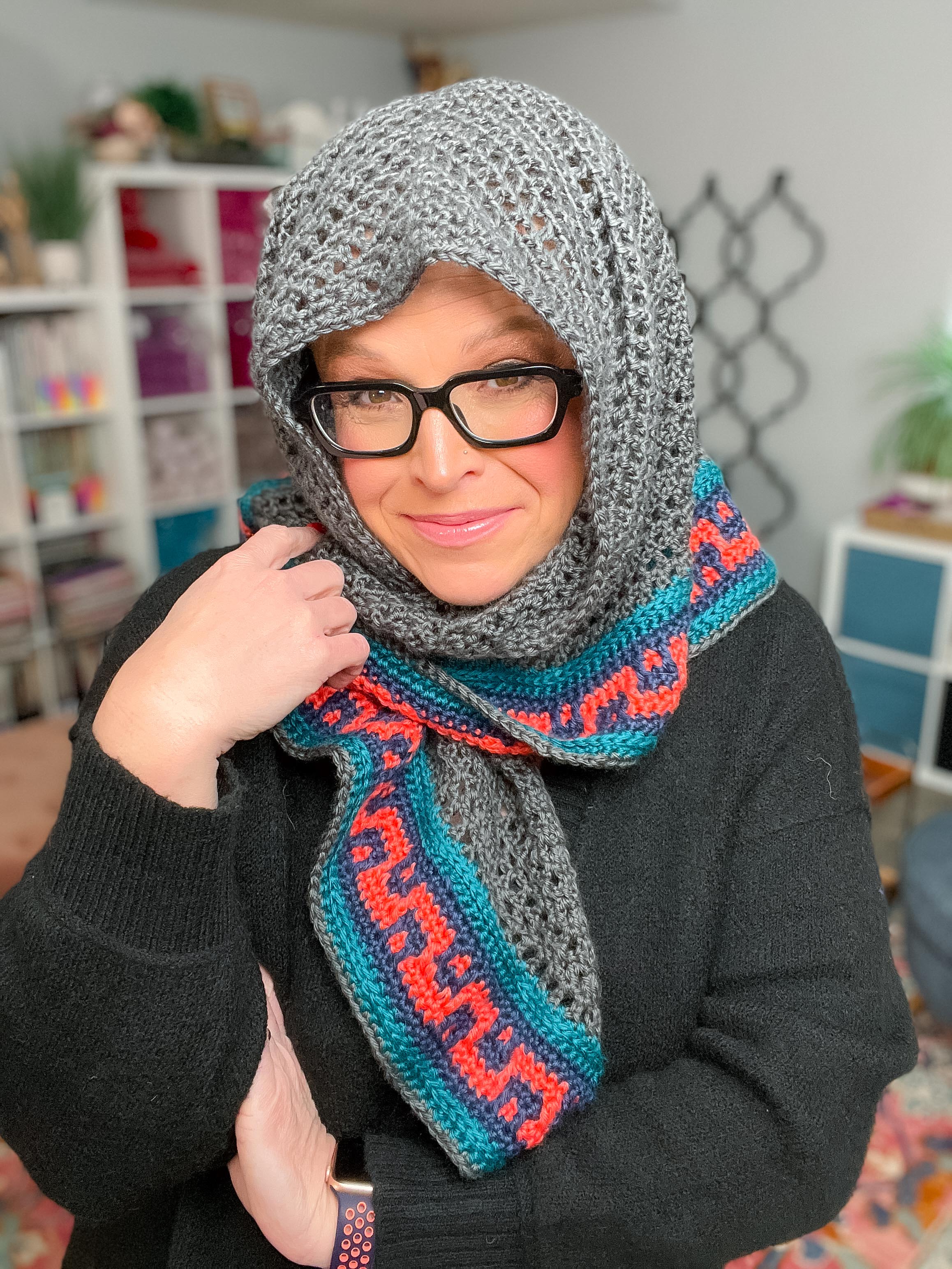 Coral Ridge Crochet Shawl Pattern – Colorwork Triangle Shawl Crochet PDF