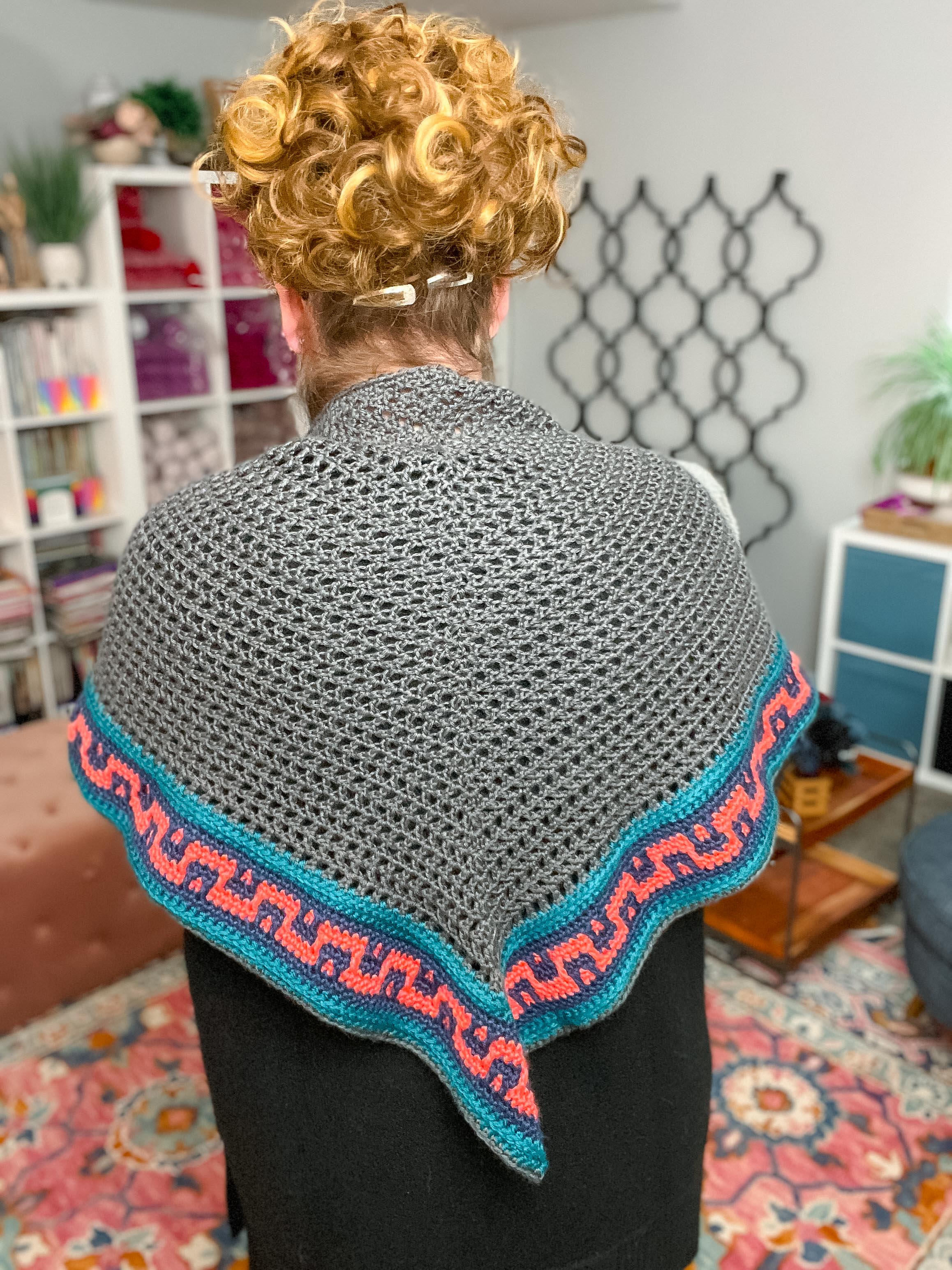 Coral Ridge Crochet Shawl Pattern – Colorwork Triangle Shawl Crochet PDF