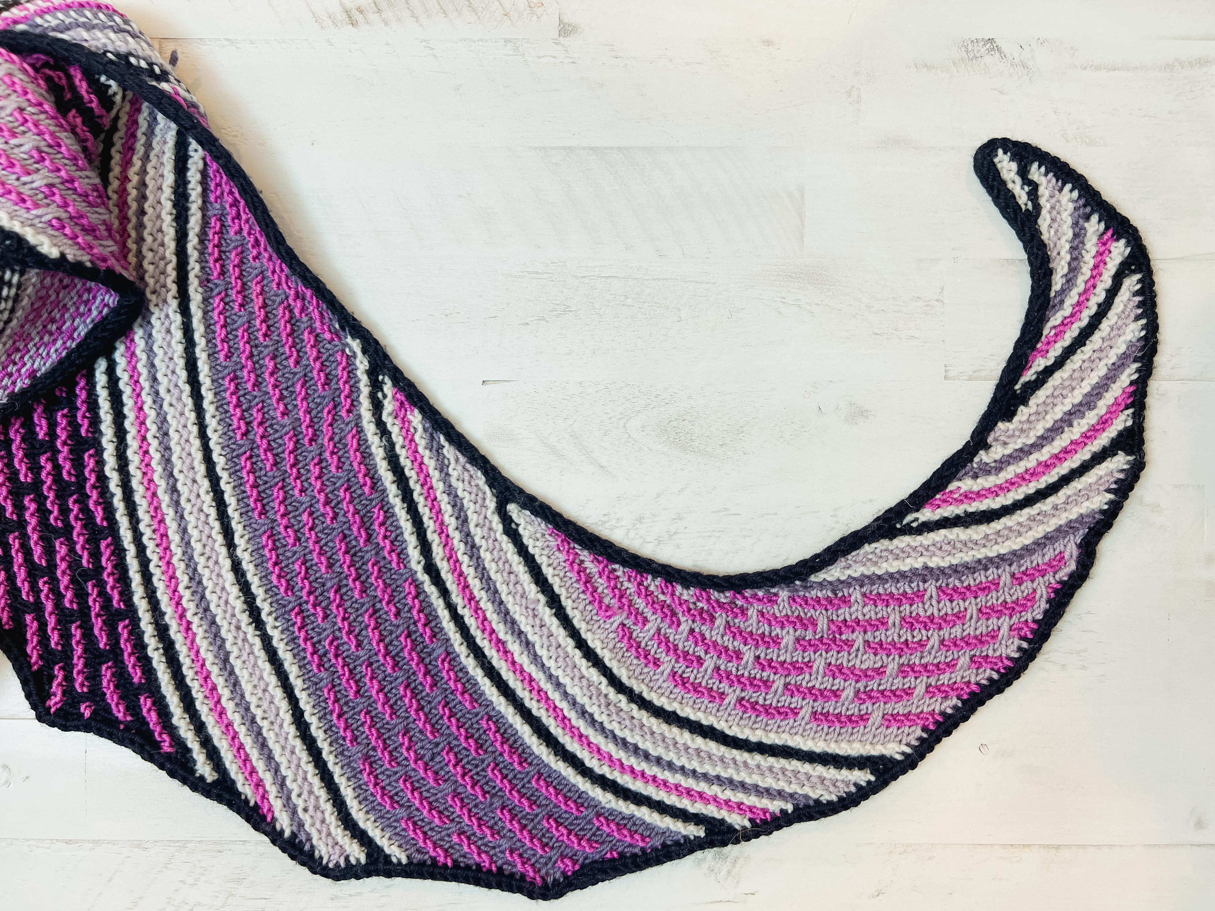 Crazy Stripes Knit Shawl Pattern (PDF) – Mosaic Stripe Triangle Shawl