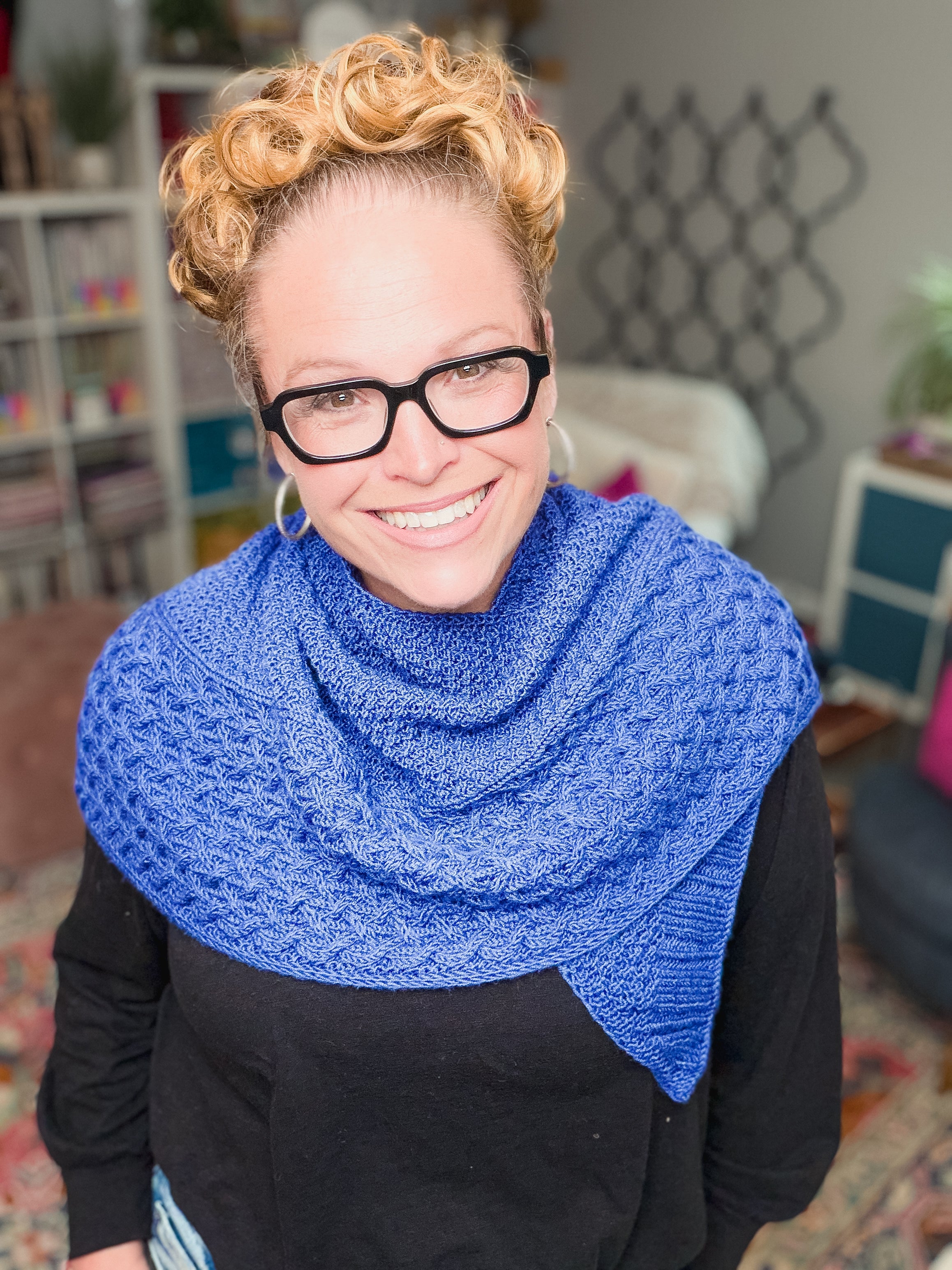 Eowyn Cable Knit Shawl Pattern – Textured Triangle Shawl Knitting PDF for Intermediate Knitters