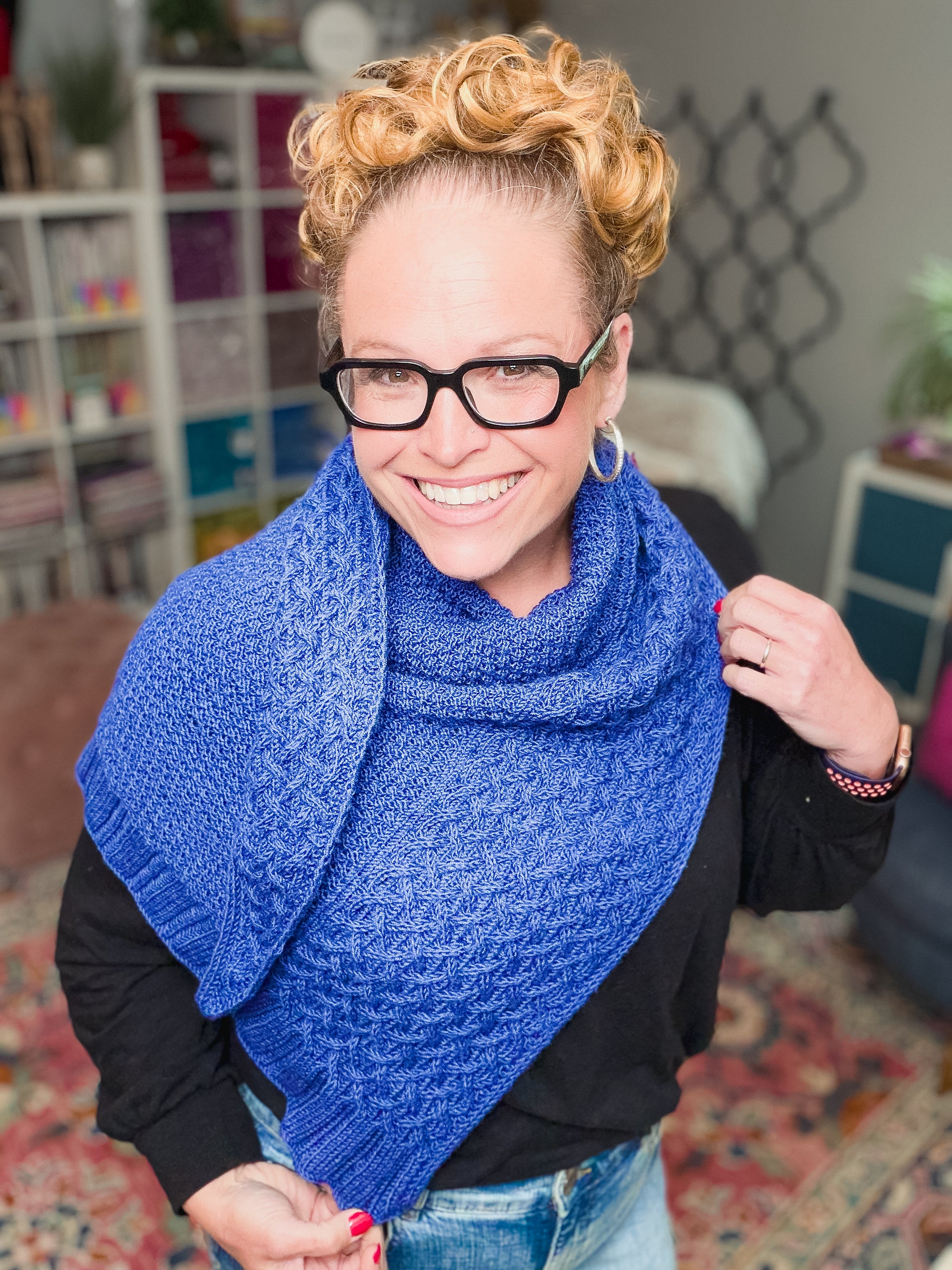 Eowyn Cable Knit Shawl Pattern – Textured Triangle Shawl Knitting PDF for Intermediate Knitters