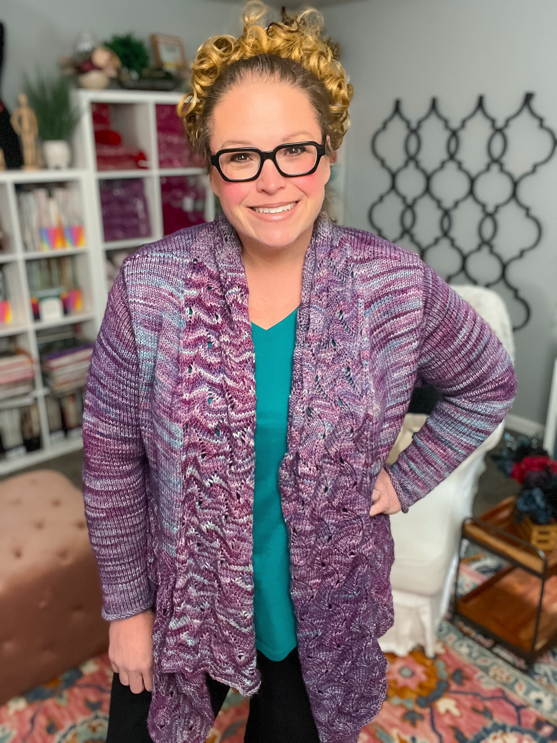 The Purple Lipstick Knit Cardigan Sample