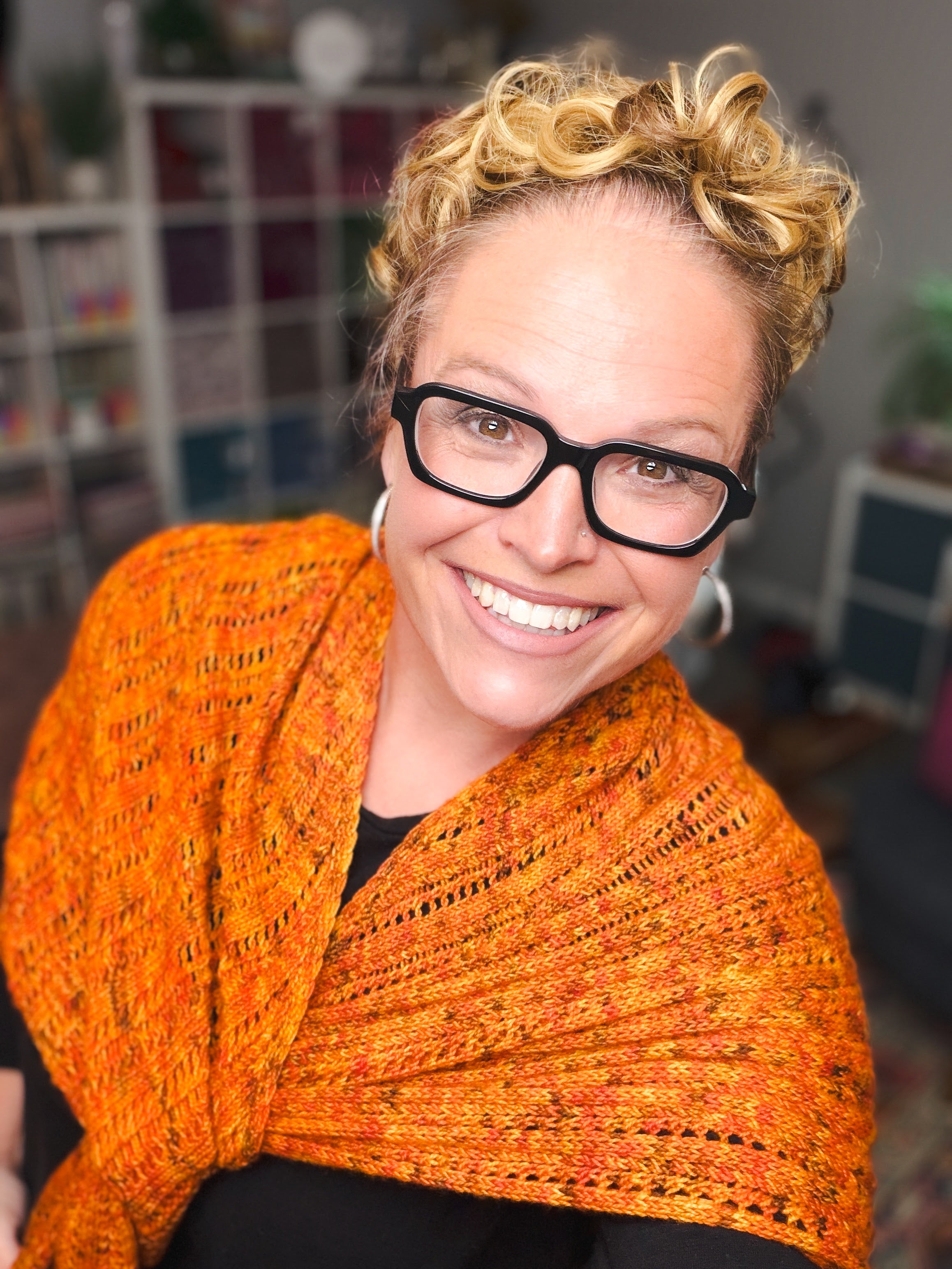 Lehabah Fire Sprite Knit Shawl Pattern – Lightweight Lace Right Triangle Shawl Knitting PDF