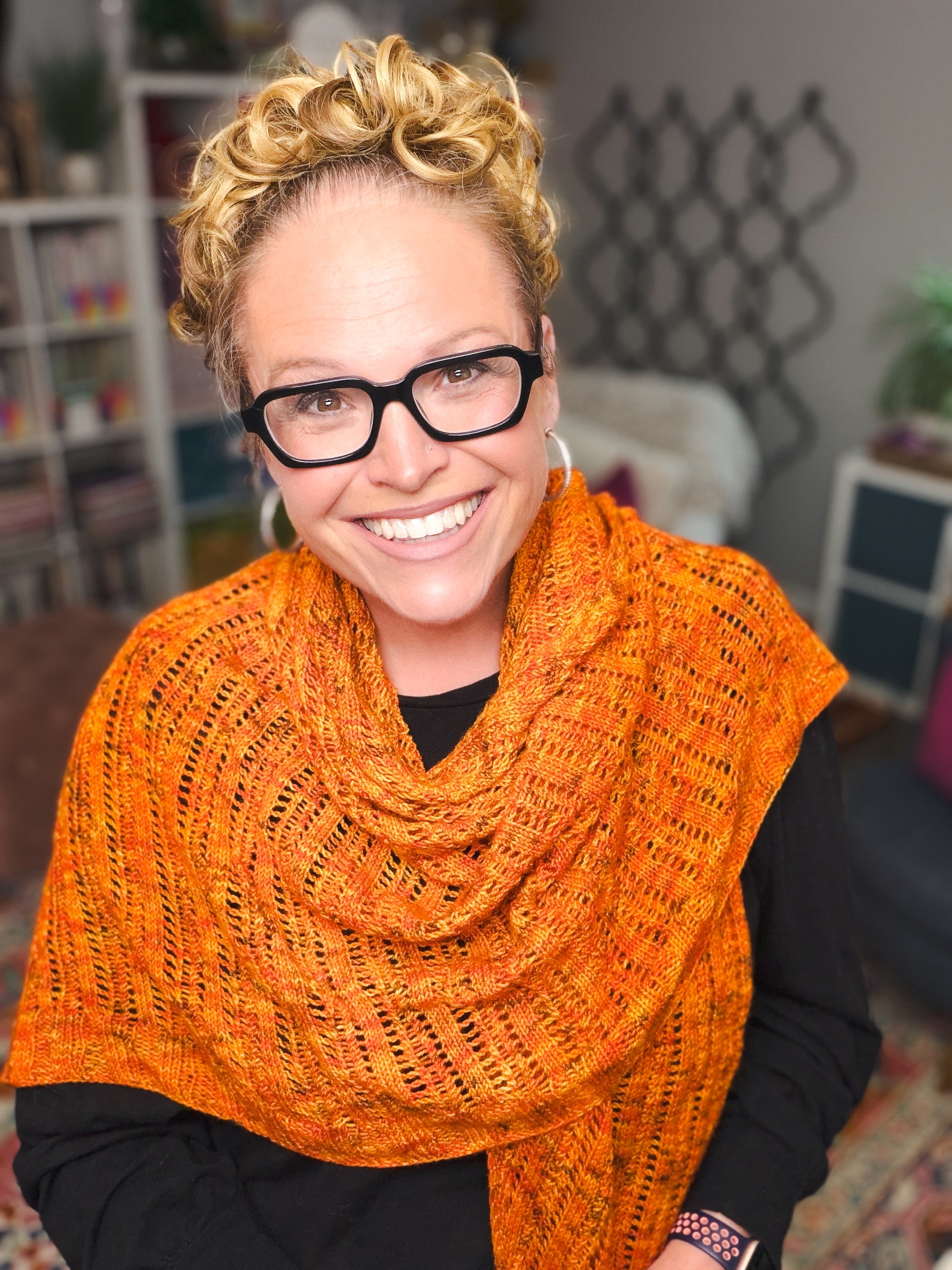 Lehabah Fire Sprite Knit Shawl Pattern – Lightweight Lace Right Triangle Shawl Knitting PDF