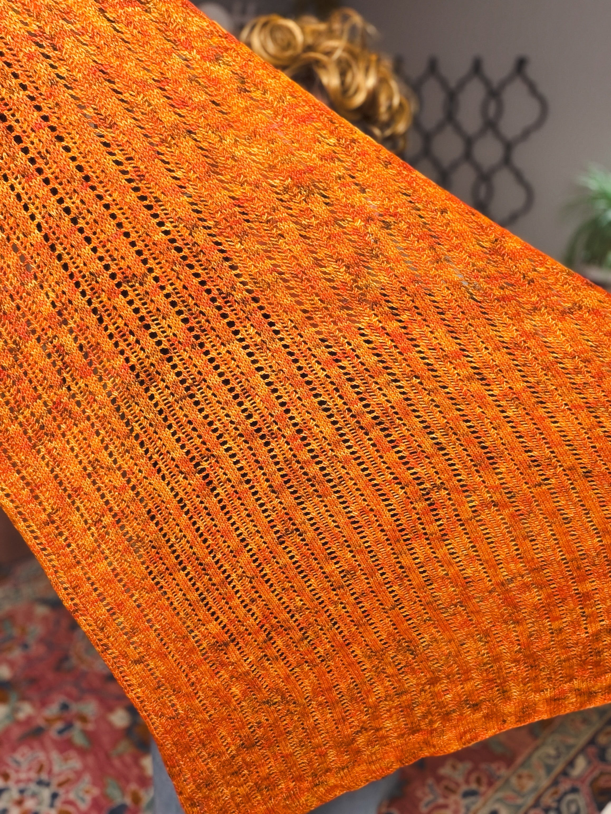 Lehabah Fire Sprite Knit Shawl Pattern – Lightweight Lace Right Triangle Shawl Knitting PDF