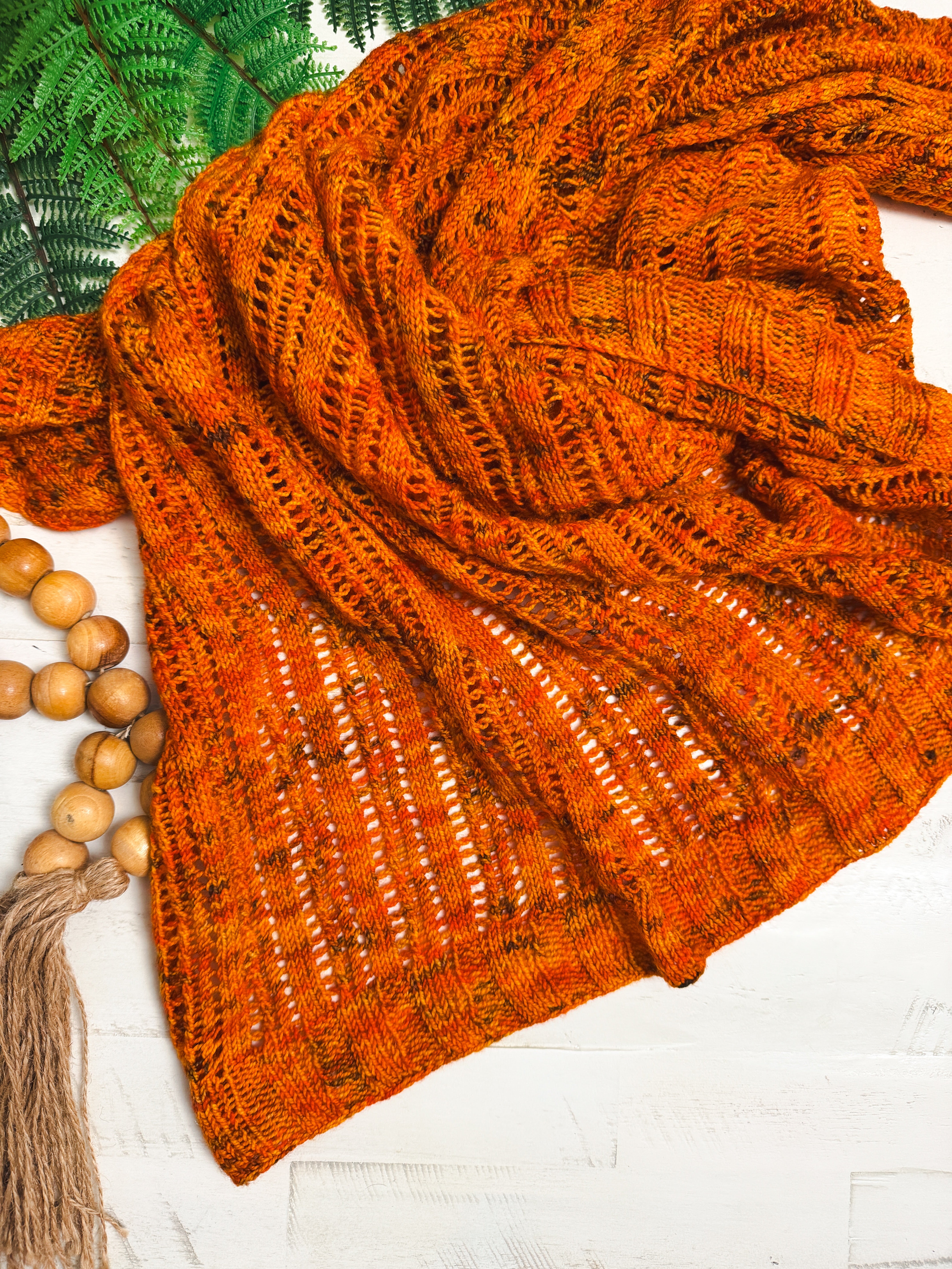 Lehabah Fire Sprite Knit Shawl Pattern – Lightweight Lace Right Triangle Shawl Knitting PDF