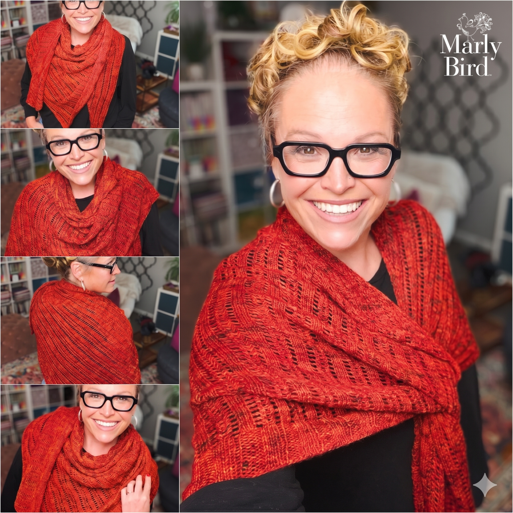 Lehabah Fire Sprite Knit Shawl Pattern – Lightweight Lace Right Triangle Shawl Knitting PDF