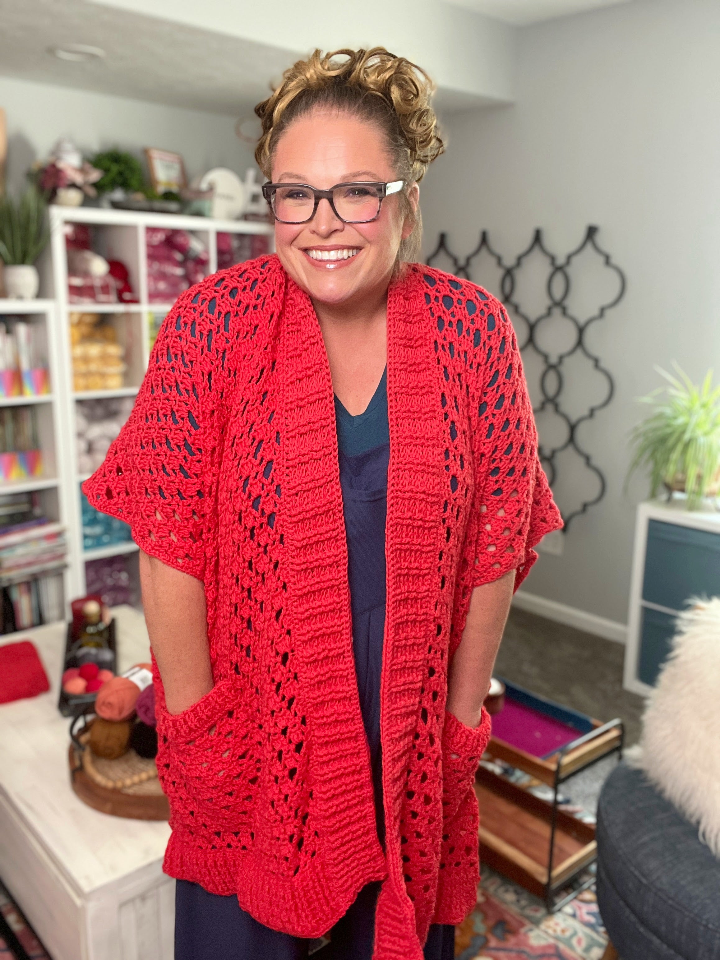 Lyvia Crochet Ruana Pattern (PDF) | Crochet Cardigan with Pockets