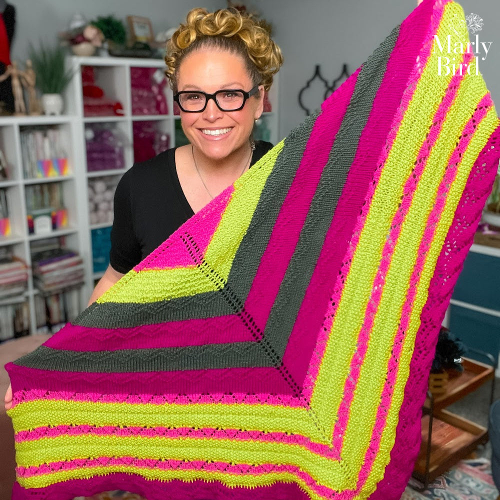 Mariposa Knit Shawl Pattern | Textured Triangle Lace Shawl Knitting Pattern by Marly Bird