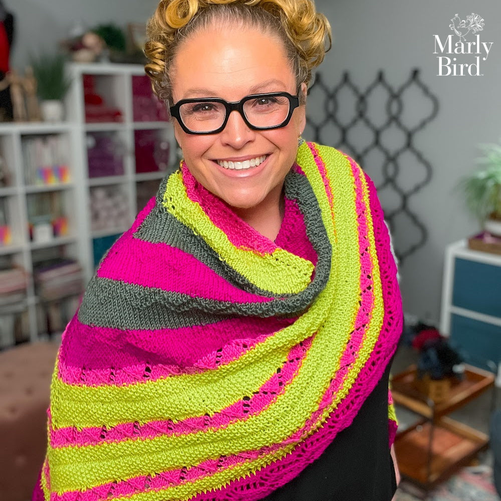 Mariposa Knit Shawl Pattern | Textured Triangle Lace Shawl Knitting Pattern by Marly Bird