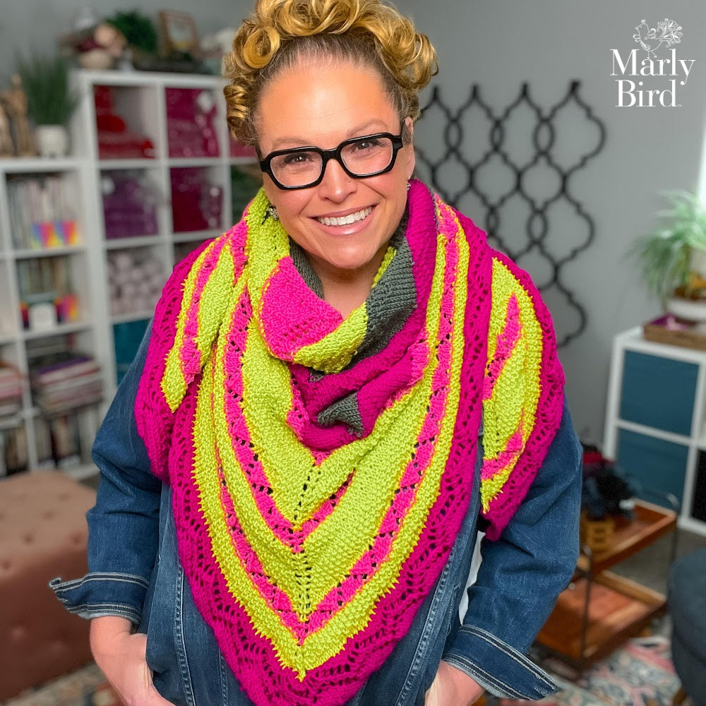 Mariposa Knit Shawl Pattern | Textured Triangle Lace Shawl Knitting Pattern by Marly Bird
