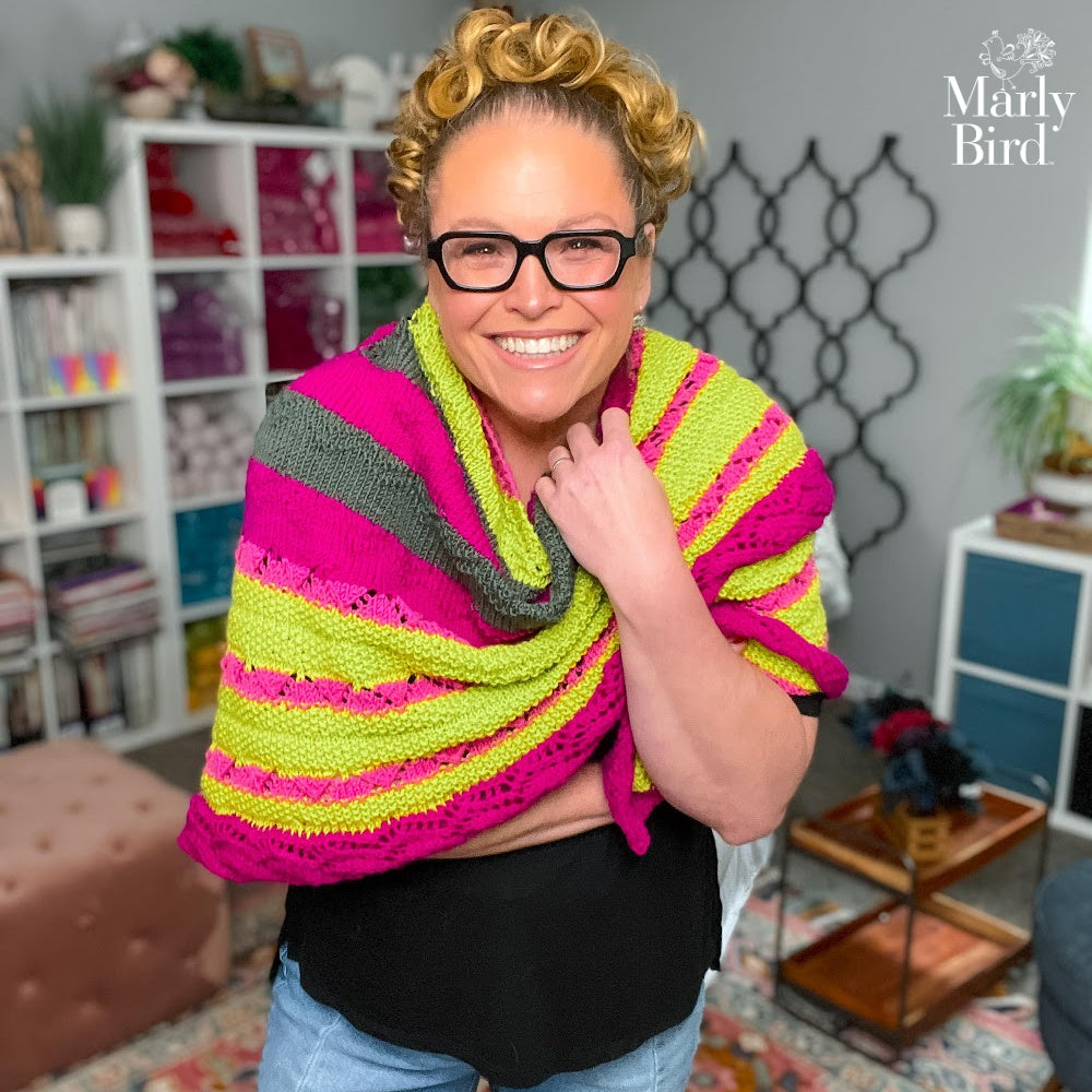 Mariposa Knit Shawl Pattern | Textured Triangle Lace Shawl Knitting Pattern by Marly Bird