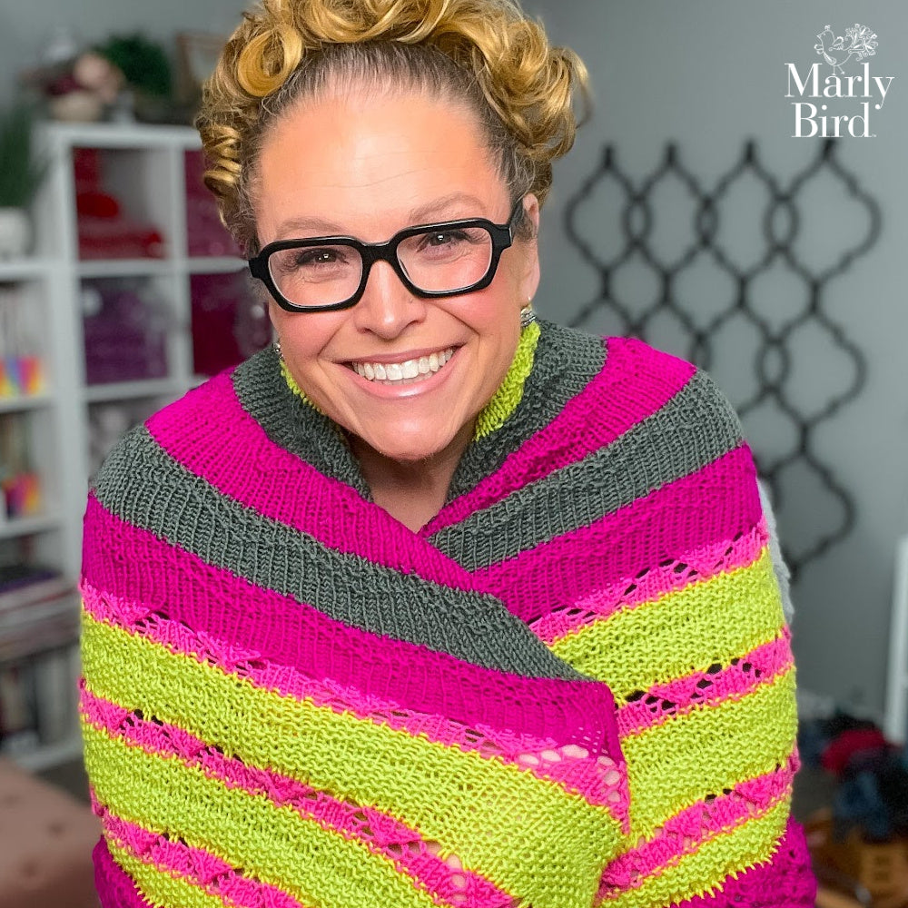 Mariposa Knit Shawl Pattern | Textured Triangle Lace Shawl Knitting Pattern by Marly Bird