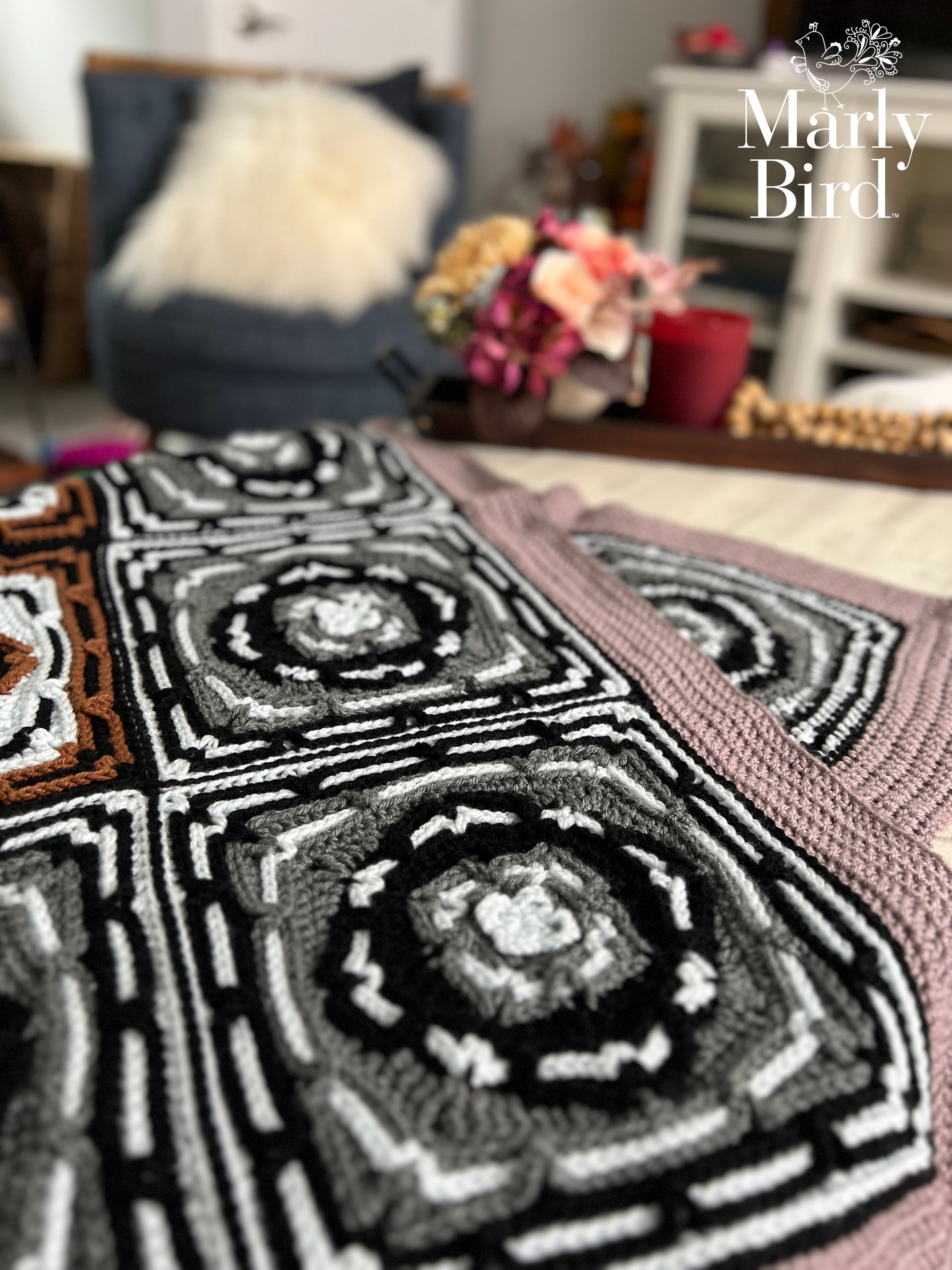 Mosaic Tile Crochet Blanket Pattern | Textured Modular Crochet Afghan