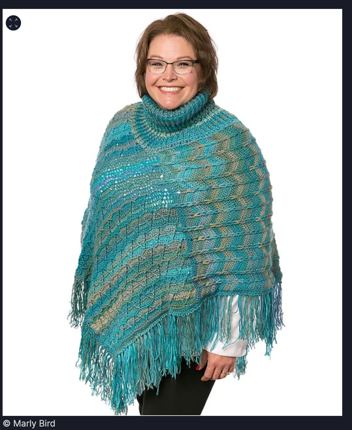 Teal Crochet Poncho Sample