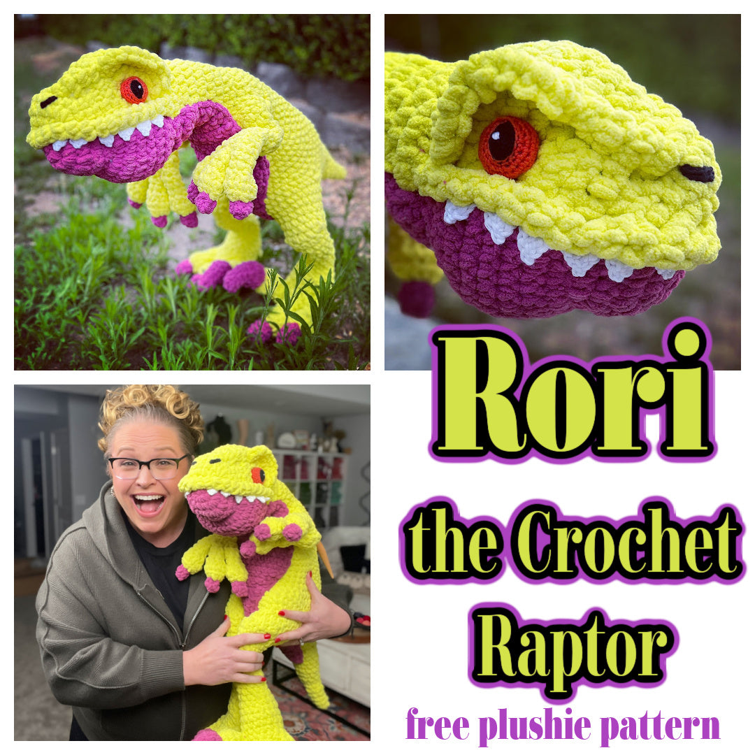 Free R Raptor Pattern Rori the Raptor: Dinosaur Plush Crochet Pattern – Marly Bird