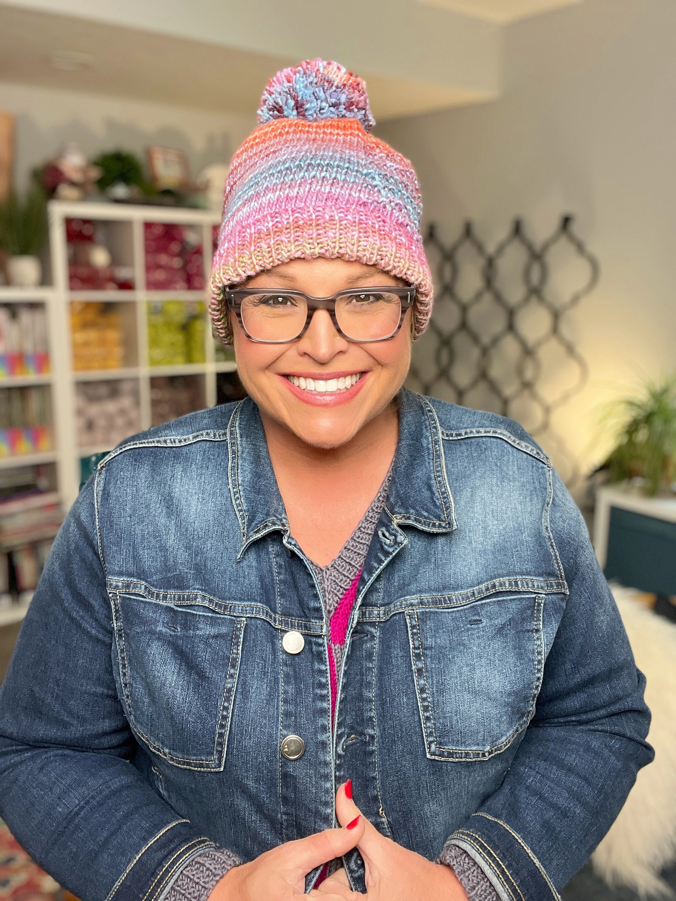 Roy G Biv Knit Hat Pattern | Long Color Changing Yarn Hat | Beginner Knit Beanie PDF