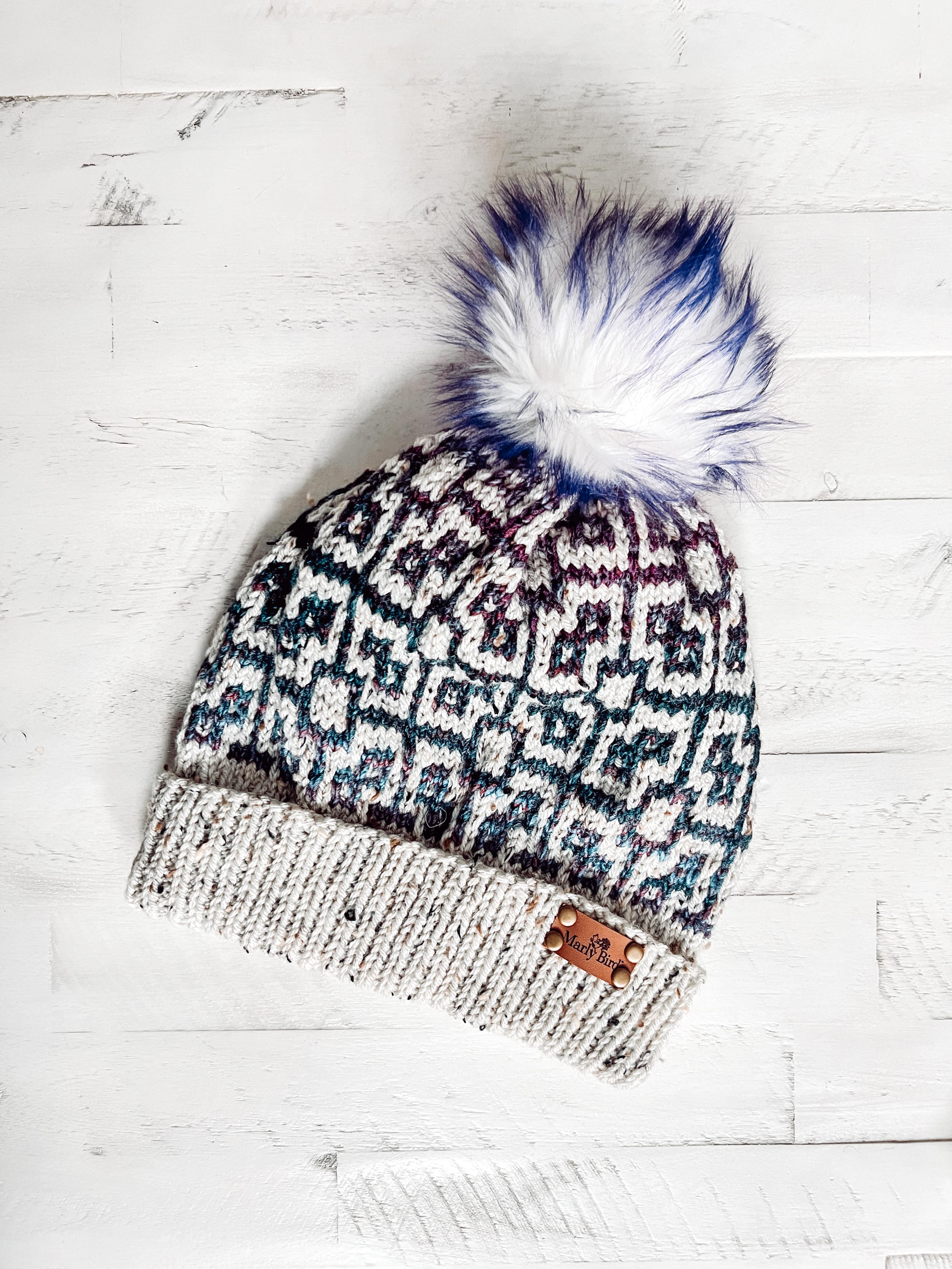 Sugar Biscuit Mosaic Knit Hat Pattern – Easy Mosaic Colorwork Knit Beanie