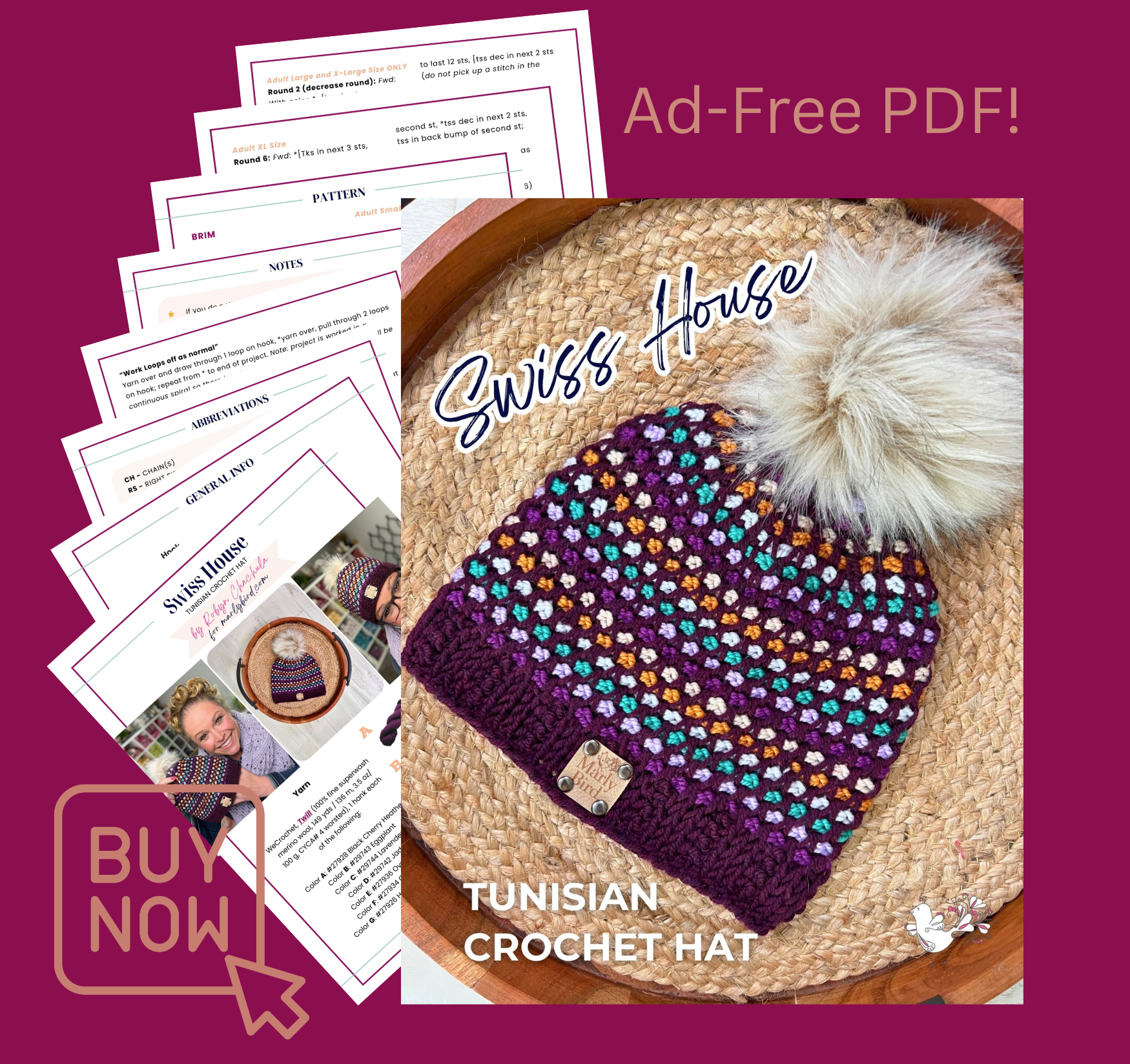 Swiss House Tunisian Crochet Hat Pattern