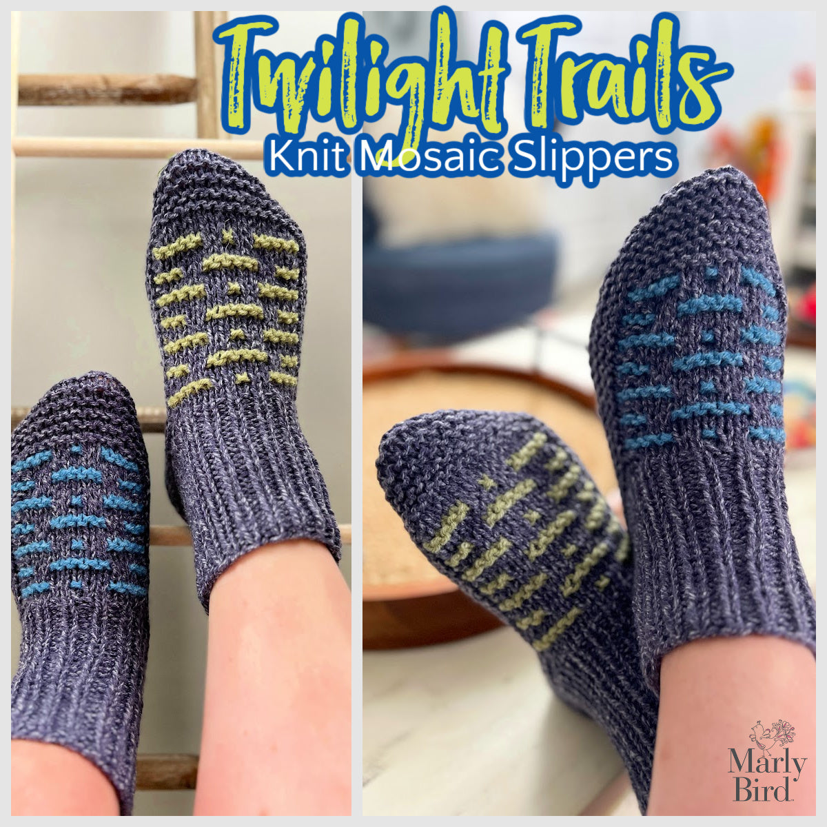 Twilight Trails Knit Mosaic Slippers Pattern