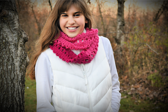 Pink Splash of Color Infinity Cowl Sample